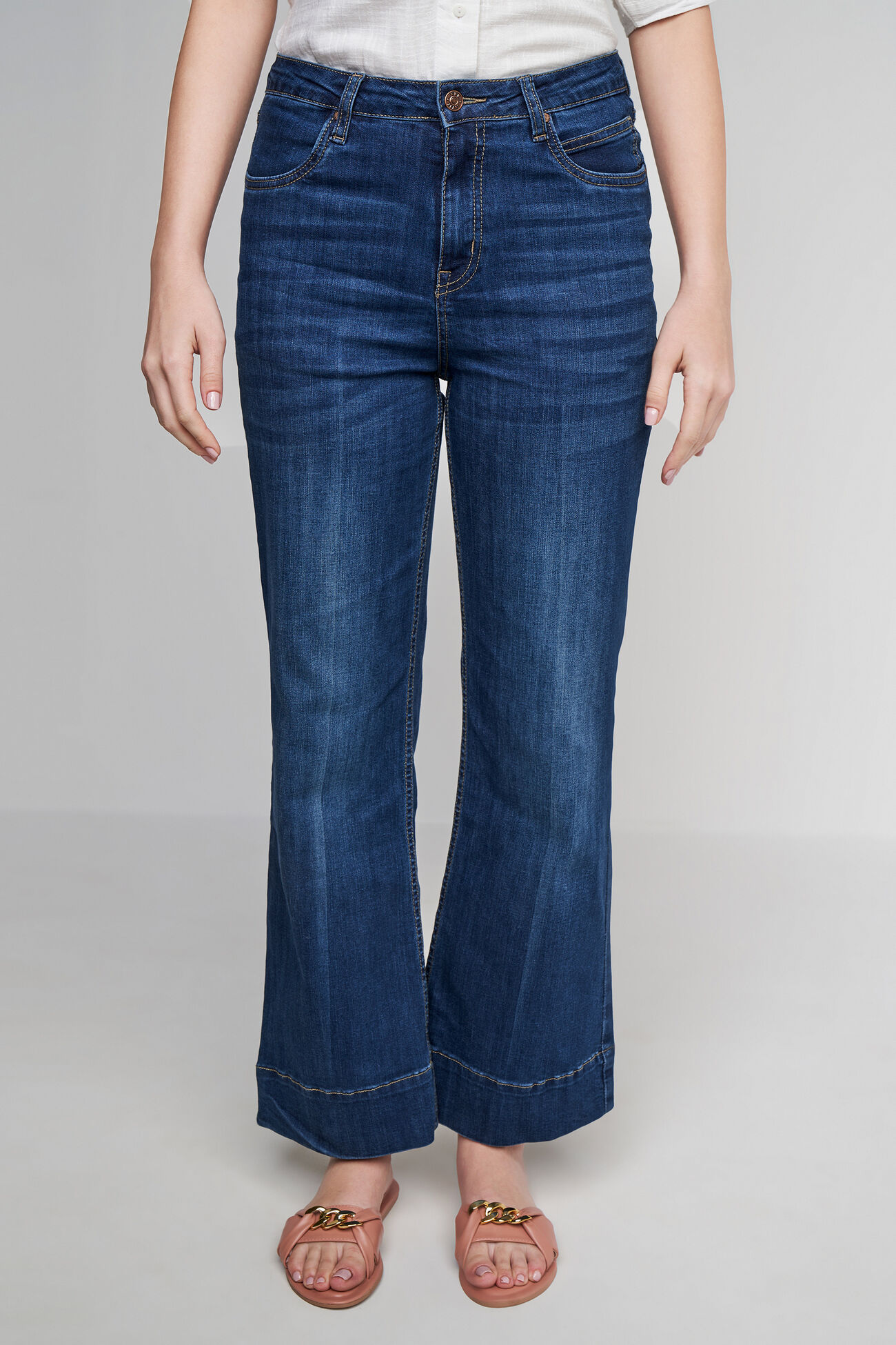 Midnight Blue Solid Flared Bottom, Midnight Blue, image 1